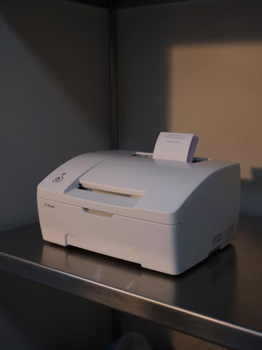 Phlebotomy Printer Shelf Midnight Clinic Light in inside a clinic exam room near Santiago de Compostela
