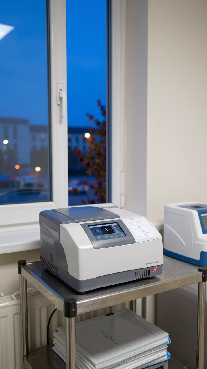 Phlebotomy Printer Shelf Nurse Station Autumn in at a nurse station under monitor glow near Constanta