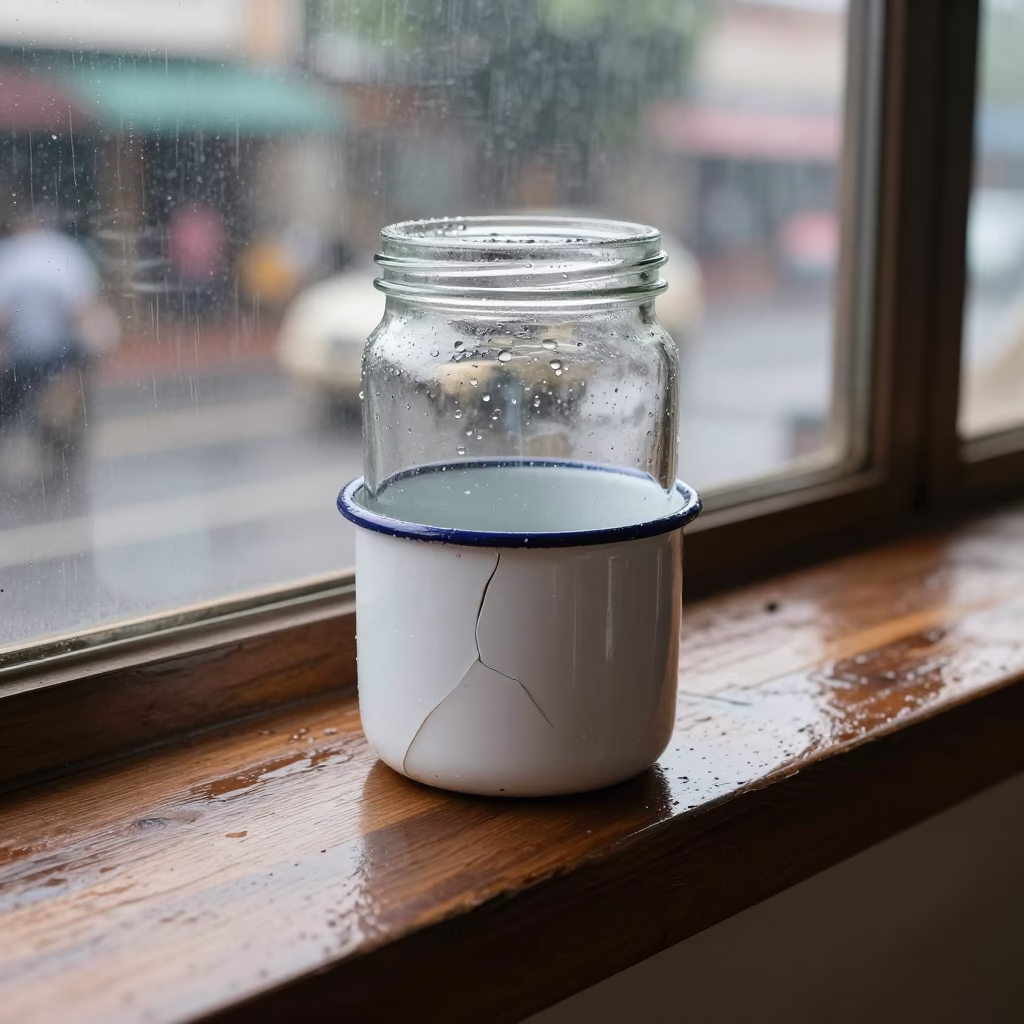 Phnom Penh Chipped Ceramic Cup in in Phnom Penh, Cambodia