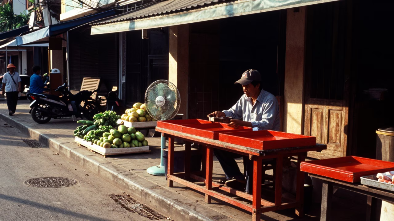 Phnom Penh Street Scene at The Early Afternoon Light in in Phnom Penh, Cambodia