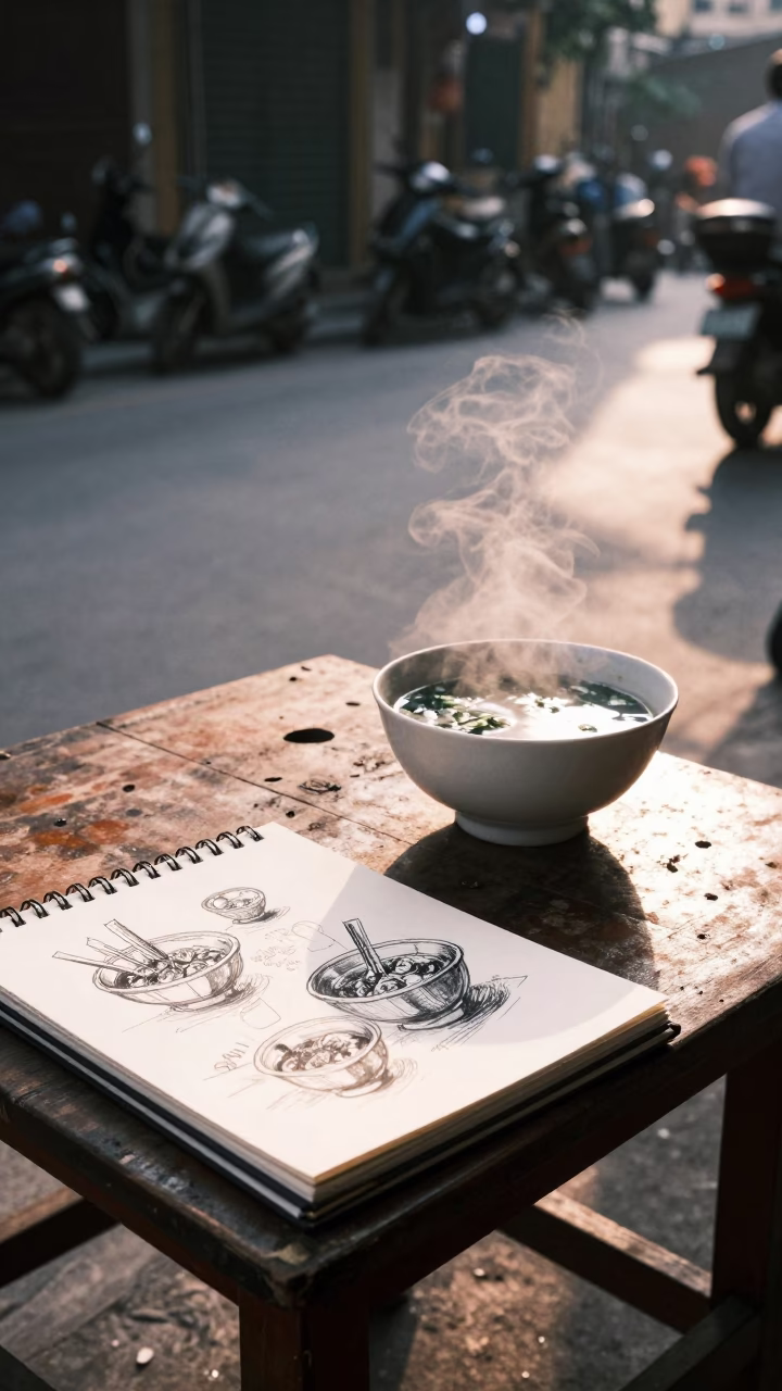 Pho And Charcoal Sketchbook in Hanoi in in Hanoi, Vietnam