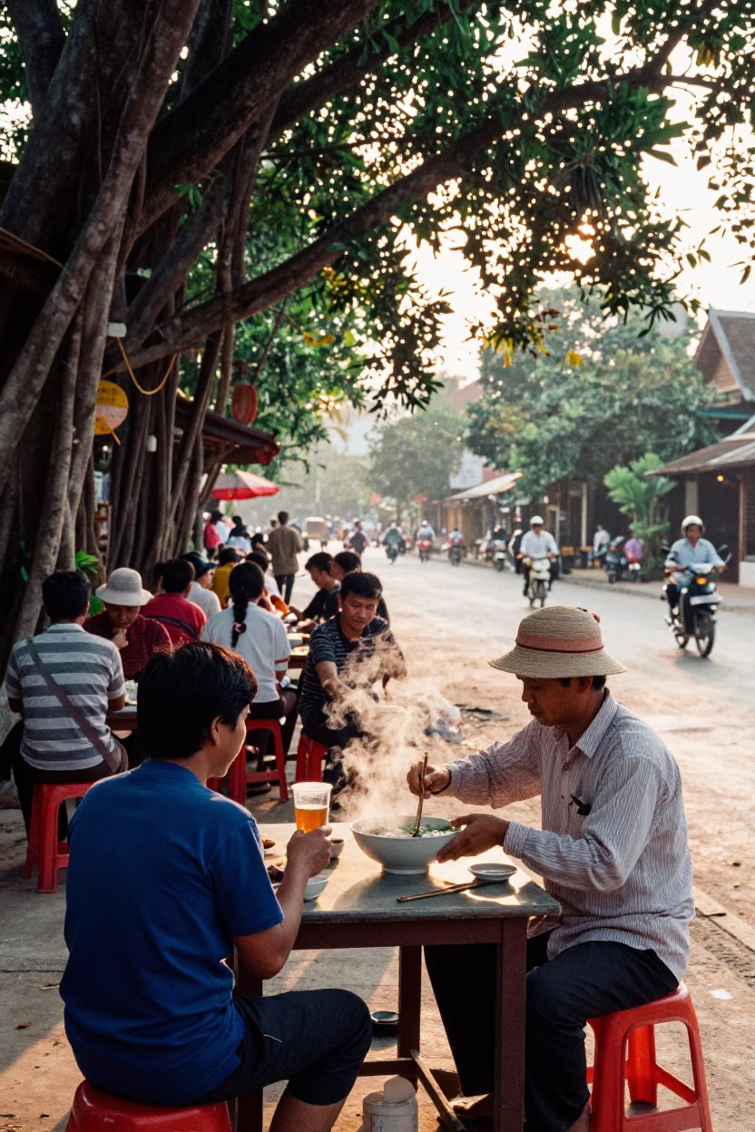 Pho in Luang Prabang at The Early Afternoon Light in in Luang Prabang, Laos