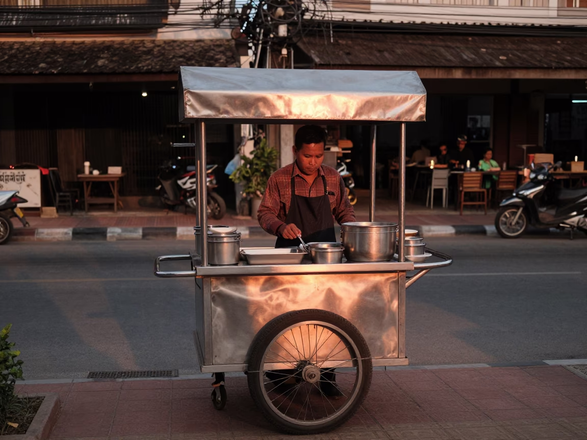 Pho Tai in Chiang Mai at Copper-toned Light Before Dusk in in Chiang Mai, Thailand
