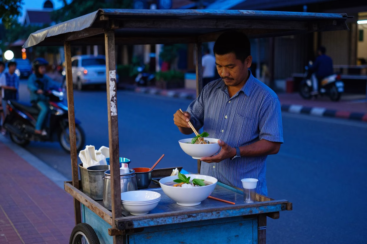 Pho Tai in Chiang Mai at The Last Blue Light Of Evening in in Chiang Mai, Thailand
