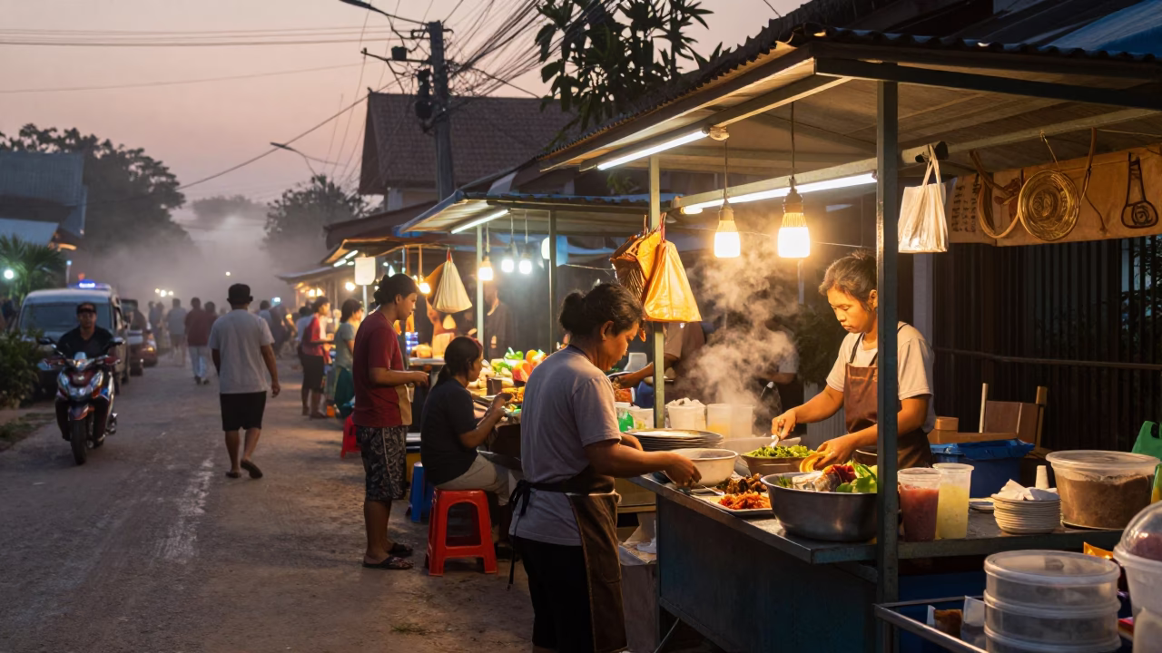 Pho Tai in Chiang Mai at The Still Hours Before Dawn Light in in Chiang Mai, Thailand