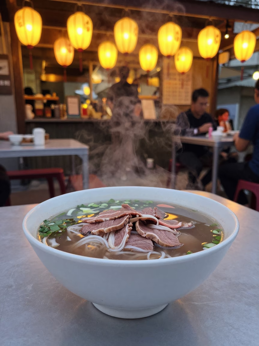 Pho Tai in Kaohsiung at Honeyed Evening Light in in Kaohsiung, Taiwan