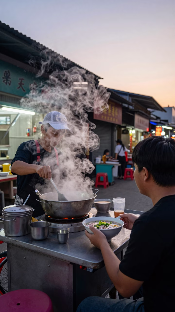 Pho Tai in Kaohsiung at The Early Evening Light in in Kaohsiung, Taiwan