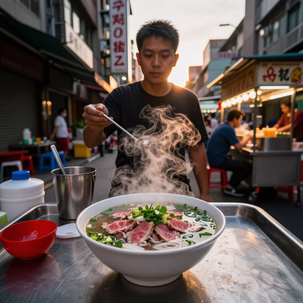 Pho Tai in Taipei at The Early Evening Light in in Taipei, Taiwan