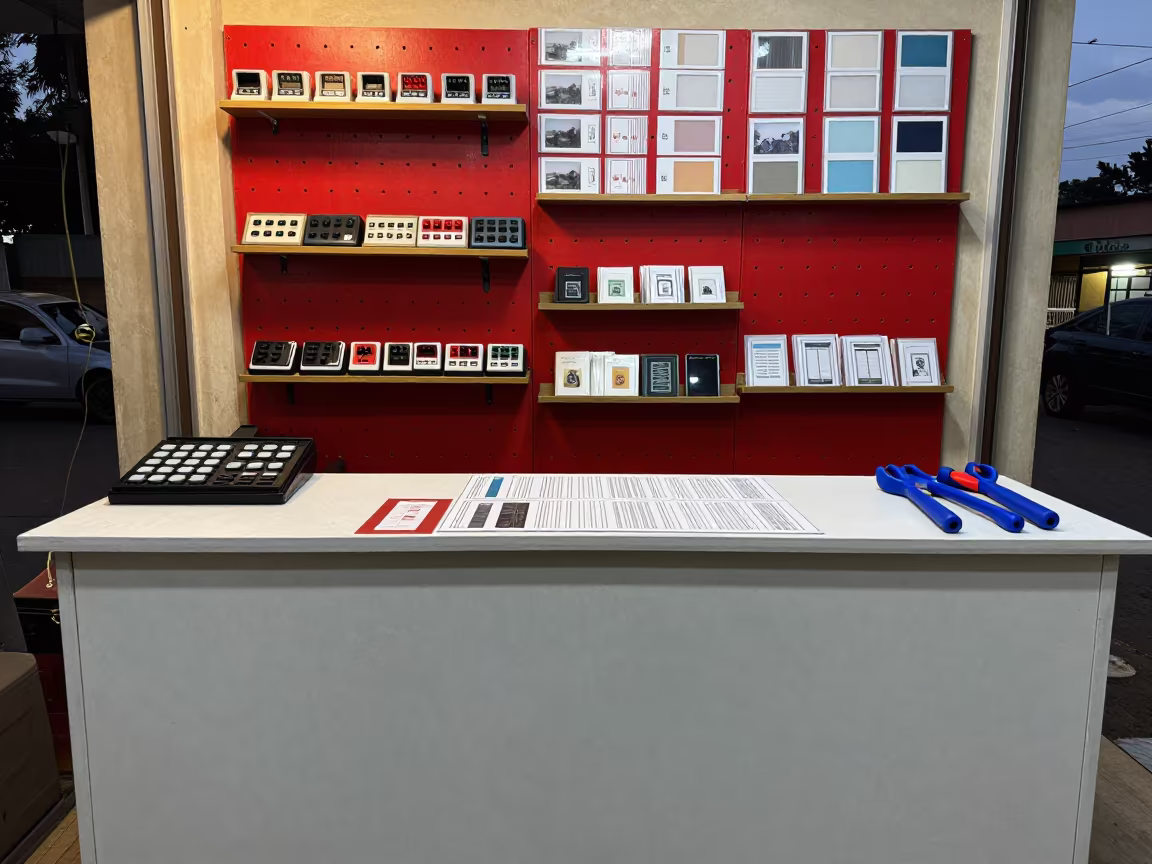 Phone Trade-In Mat on Retail Counter in Lome in inside a bright retail aisle in Lome