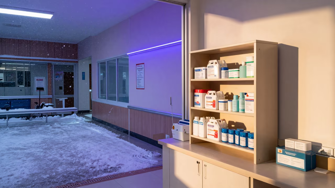 Phrae Nurse Station Snow Sunlight Split in at a nurse station work surface in Phrae