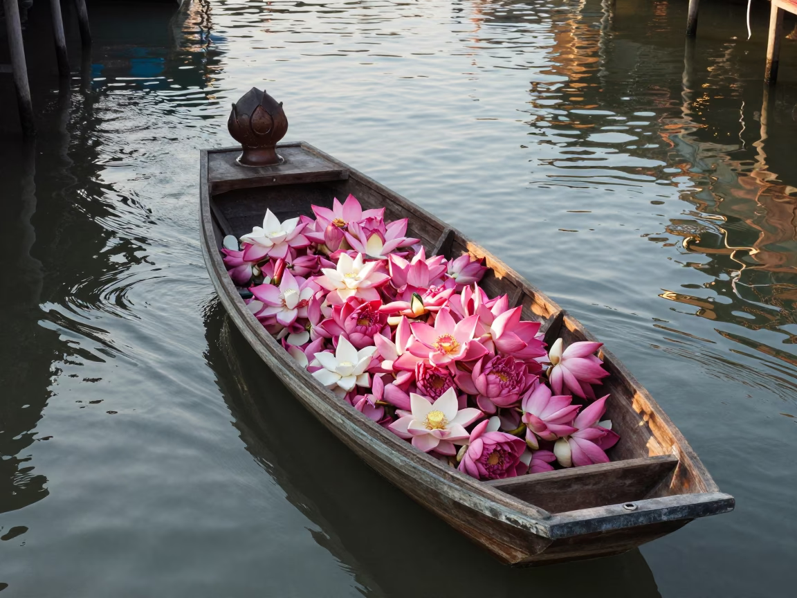 Phuket Boat Laden at As First Light Reaches The Scene in in Phuket, Thailand
