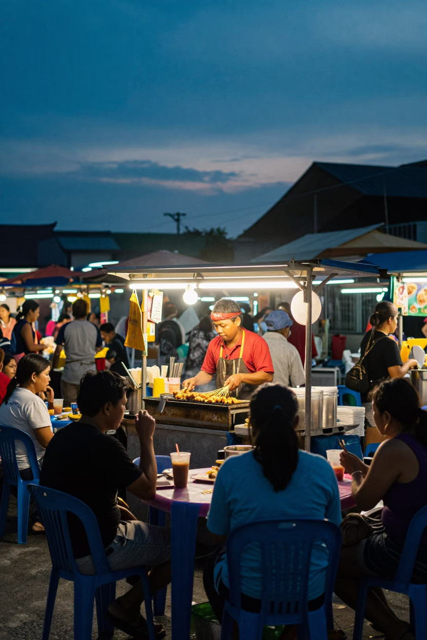Phuket Food Stall at Indigo Twilight After Sunset in in Phuket, Thailand