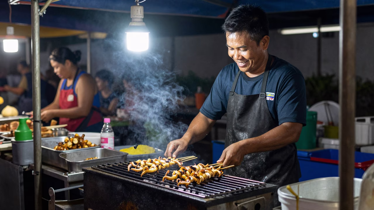 Phuket Grilled Seafood at Deep In The Night Light in in Phuket, Thailand