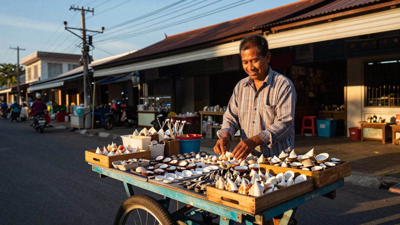 Phuket Souvenirs at Clear Late-afternoon Light in in Phuket, Thailand
