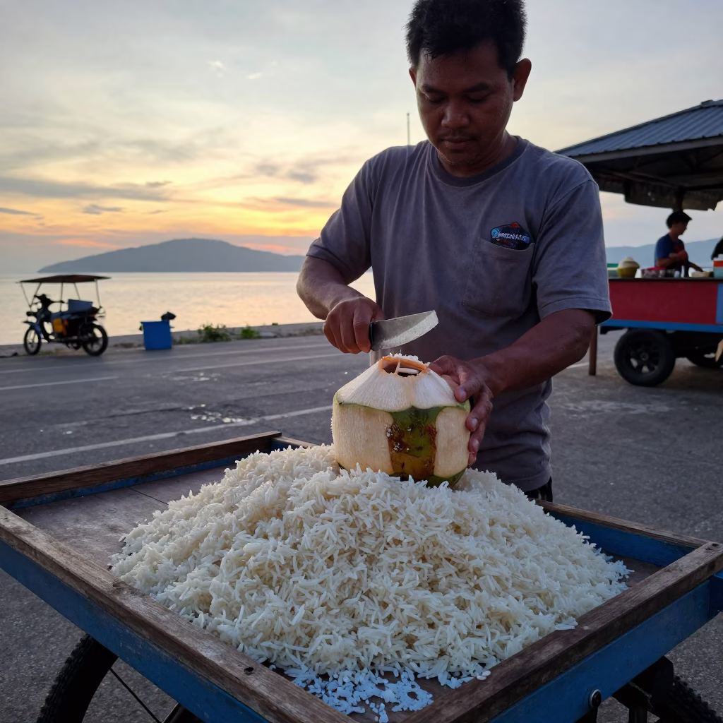 Phuket Sticky Rice at First Light Of Dawn in in Phuket, Thailand