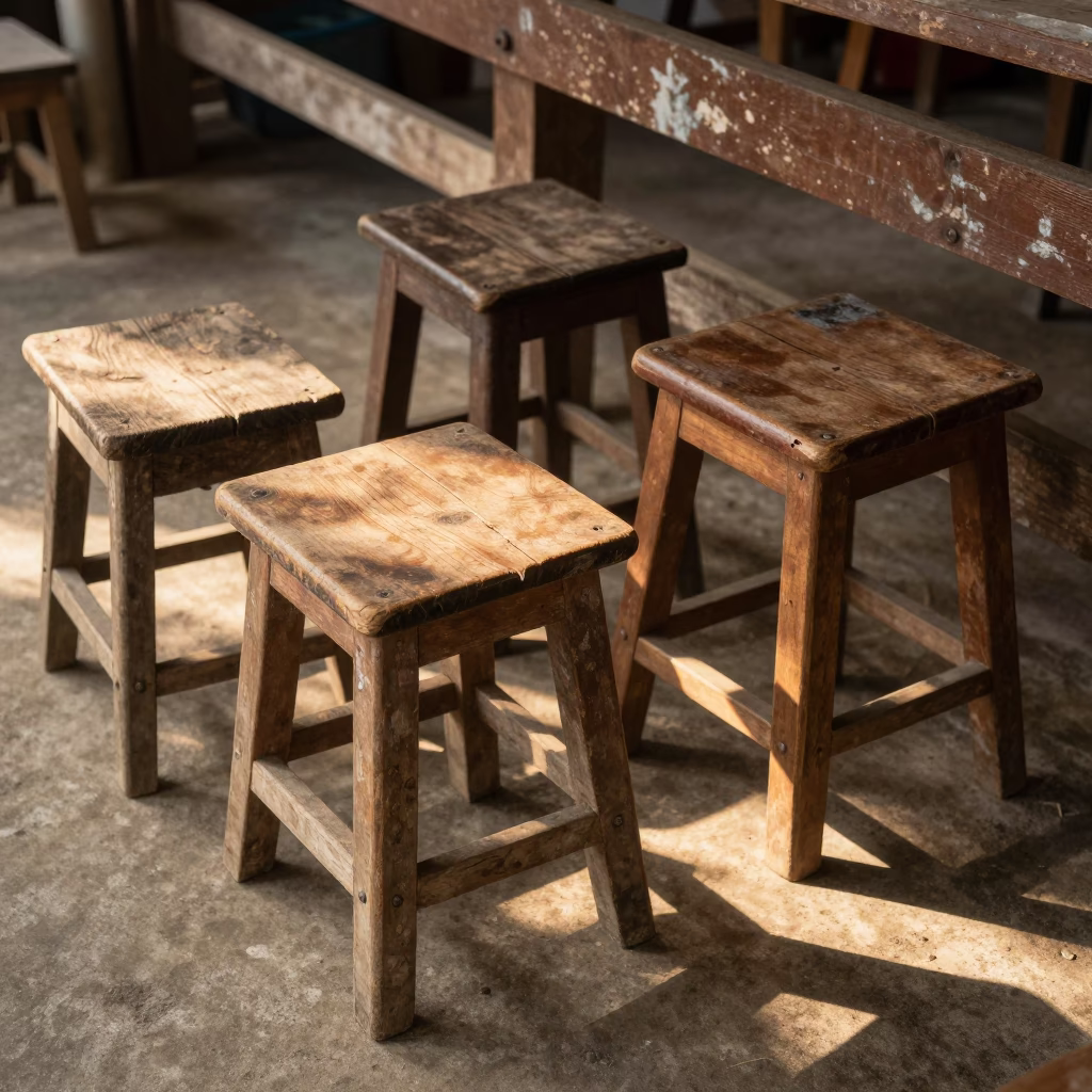 Phuket Weathered Wooden Stools in in Phuket, Thailand