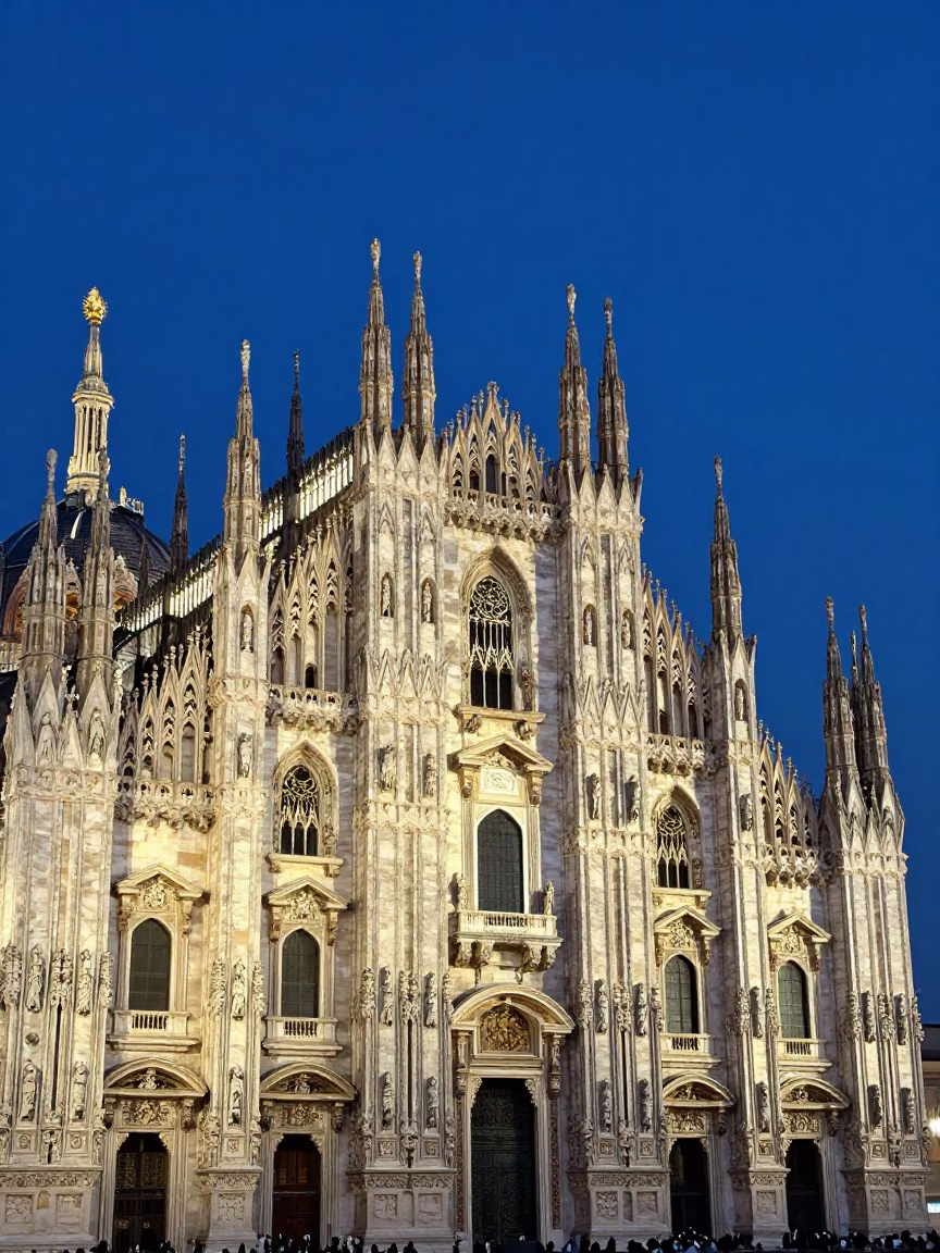Piazza Del Duomo in Milan at Twilight in in Milan, Italy