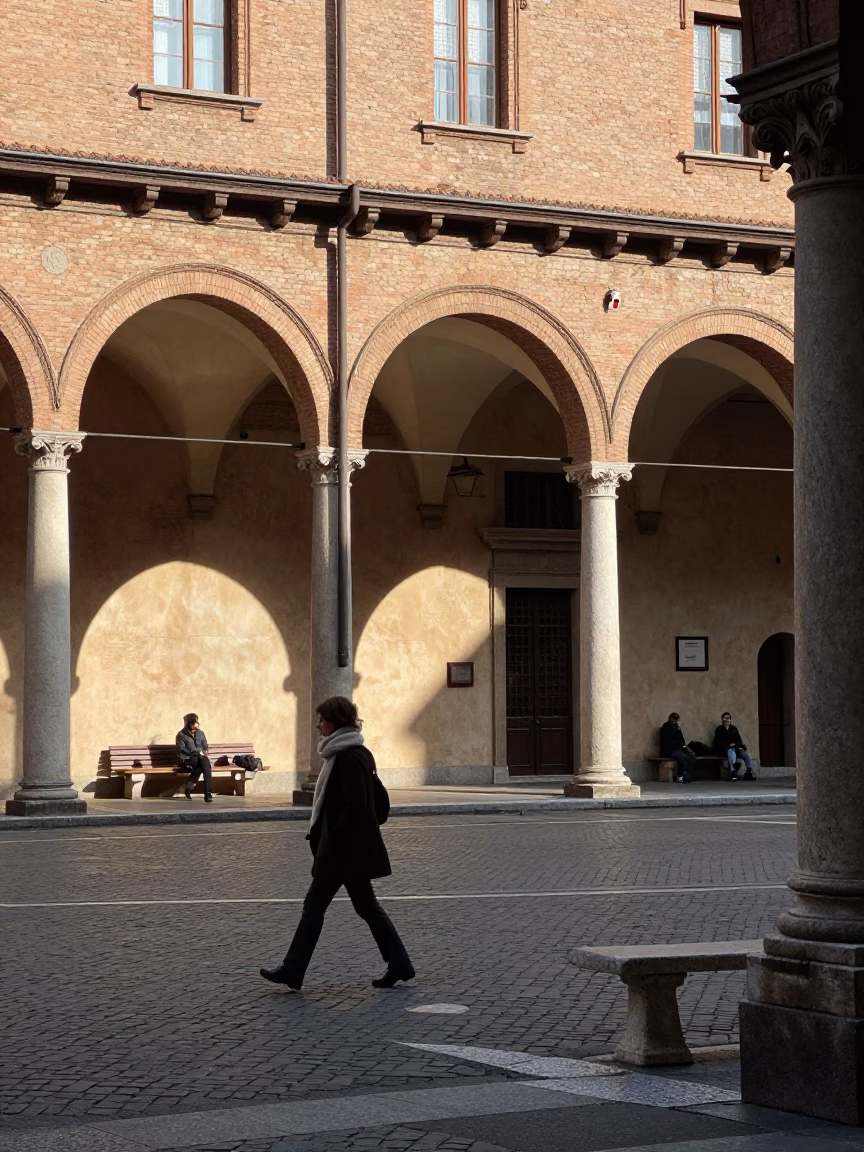 Piazza Maggiore in Bologna at As First Light Reaches The Scene in in Bologna, Italy