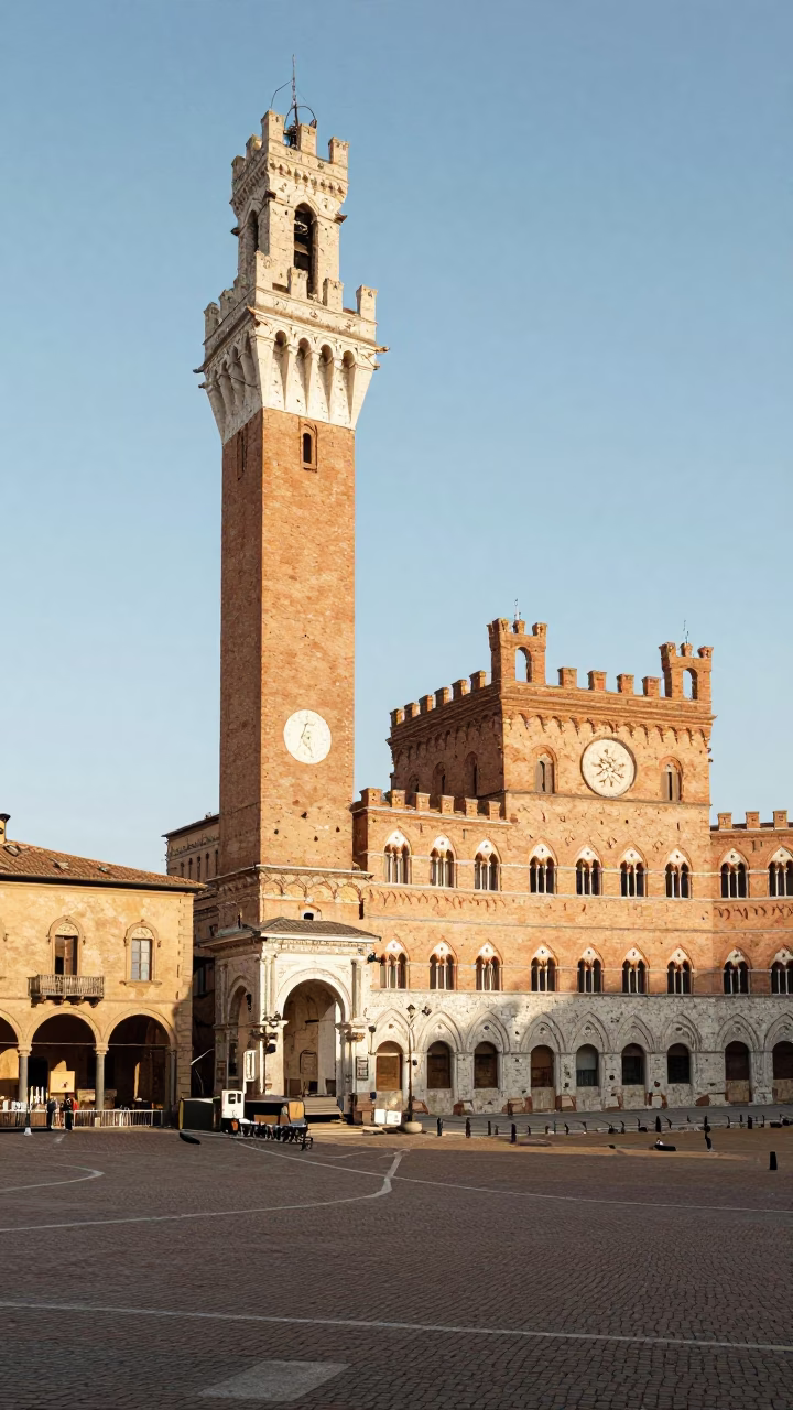 Piazza Maggiore in Bologna at The Early Afternoon Light in in Bologna, Italy