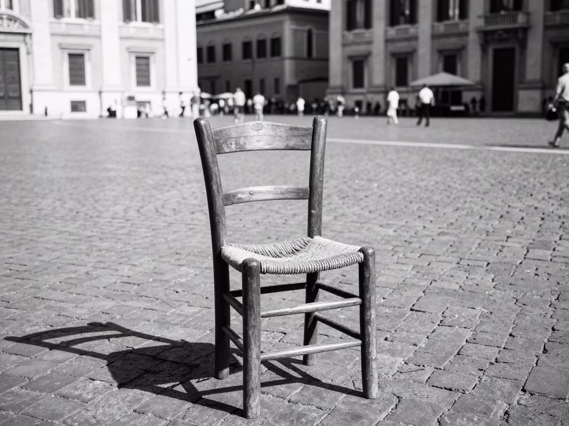 Piazza Scene in Rome at The Flat Glare Of Noon Light in in Rome, Italy