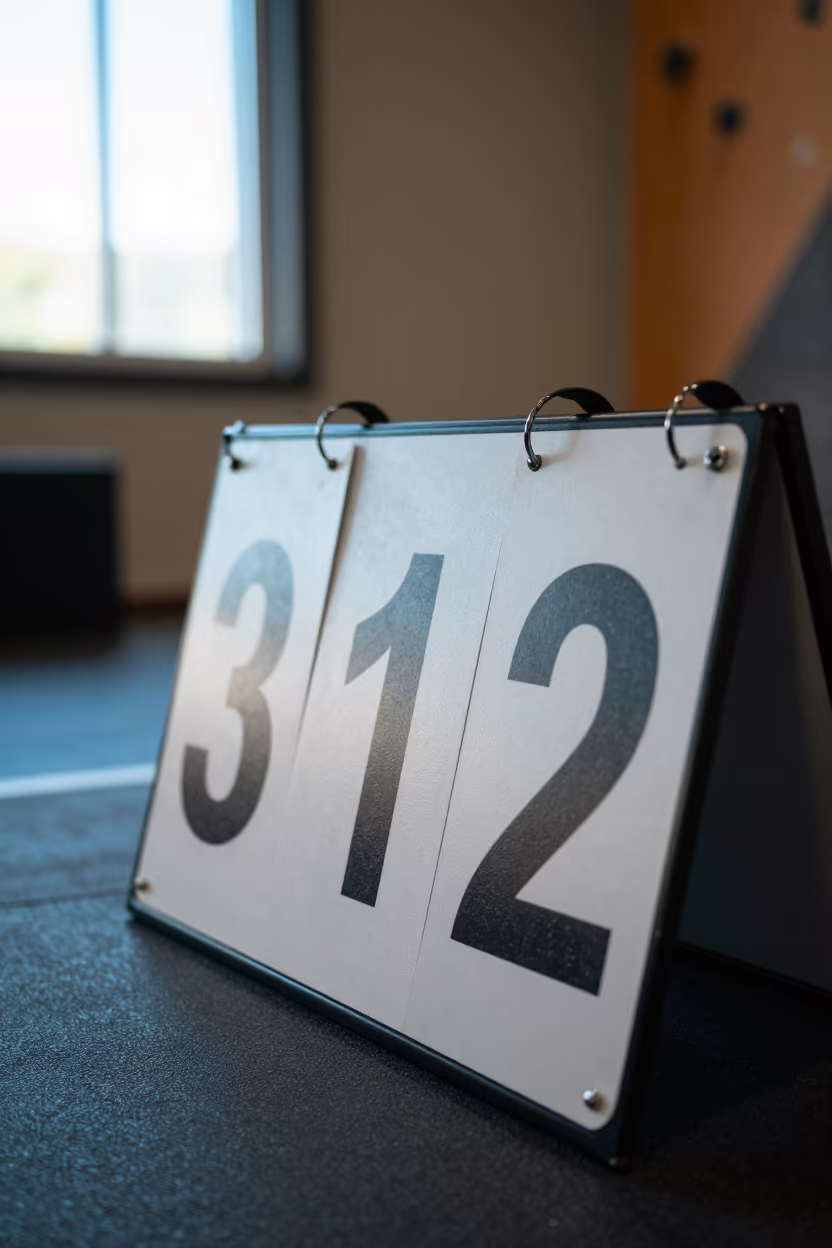 Pickleball Scoreboard in Climbing Gym Warmup Zone in inside a climbing gym warmup zone in Toledo