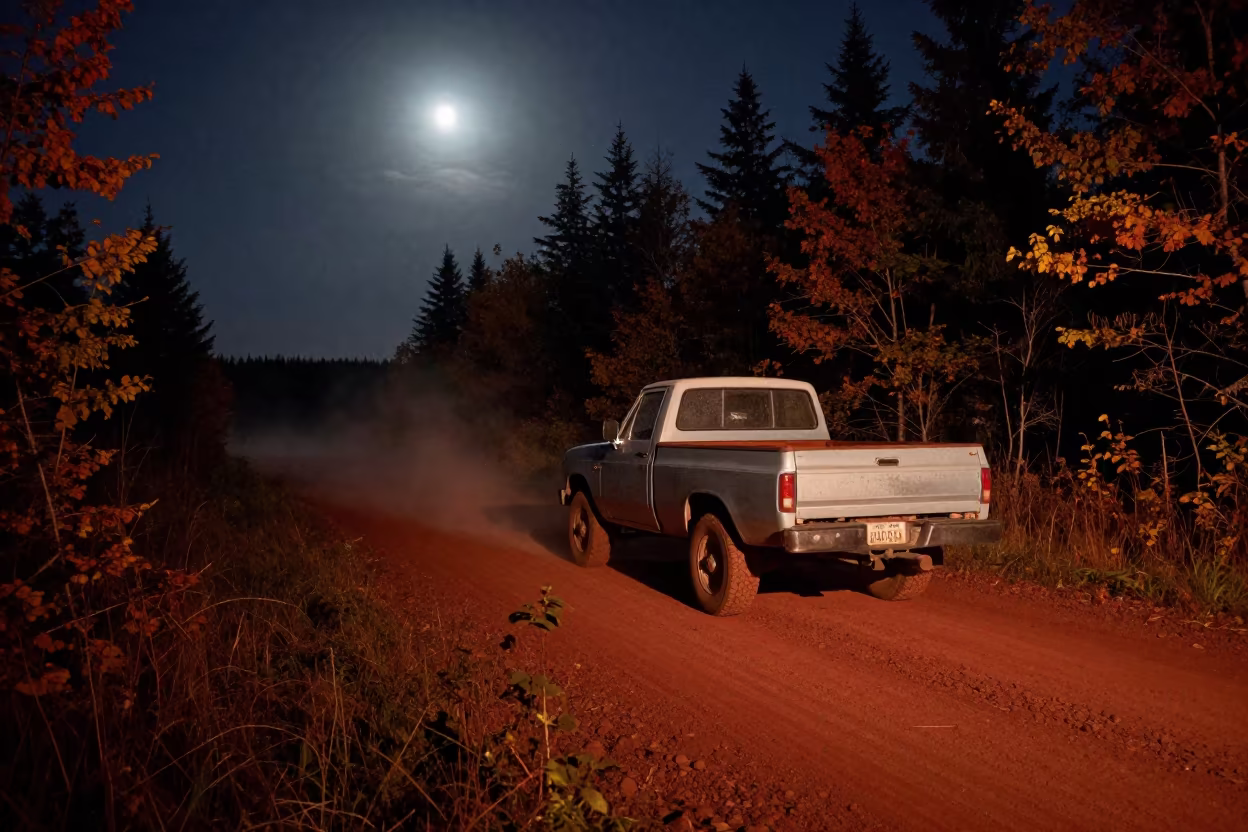 Pickup Truck Night Dust PEI Autumn in in Prince Edward Island