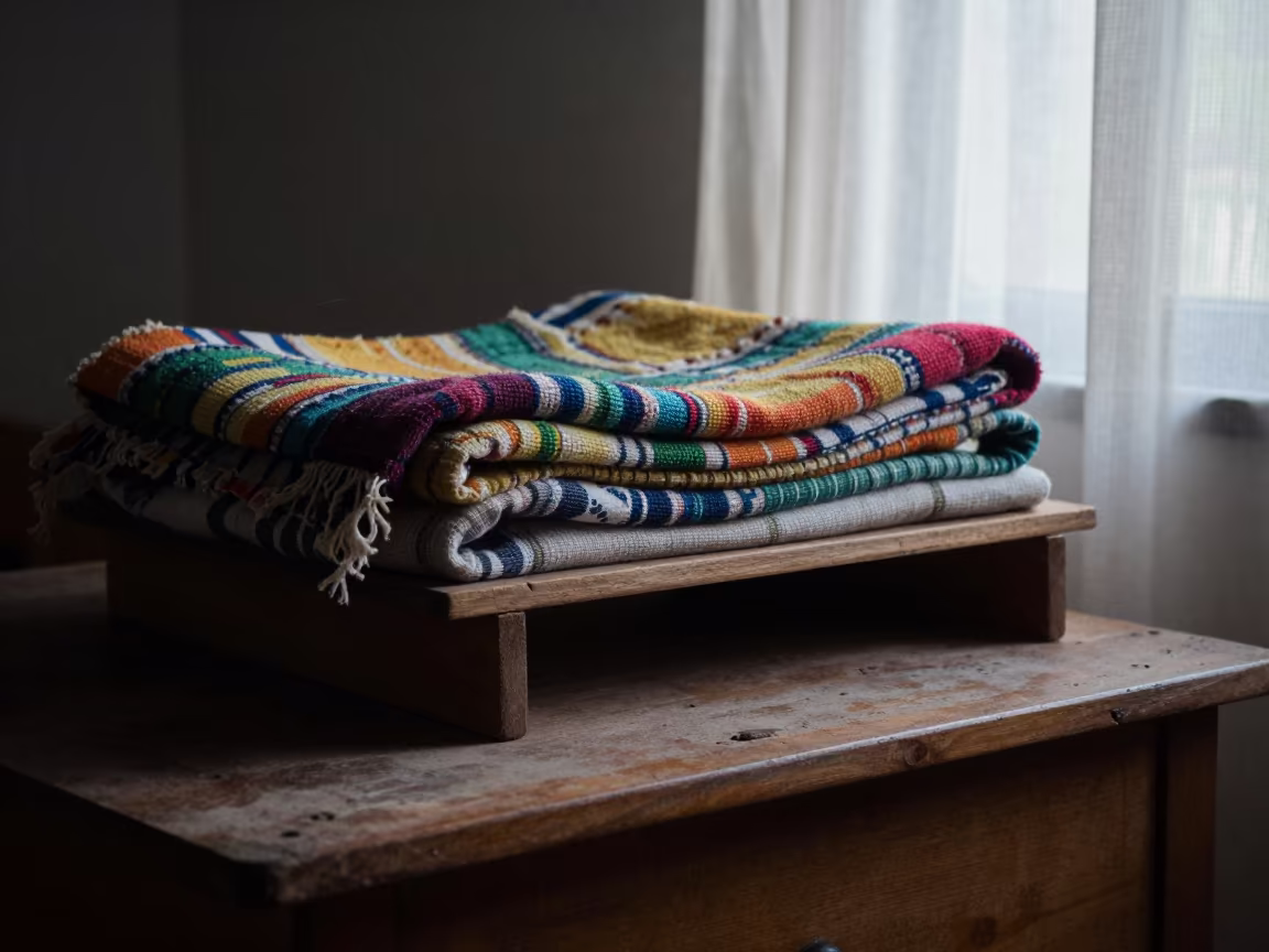 Picnic Blanket on Dusty Library Table in on a dusty library table in Ibagué
