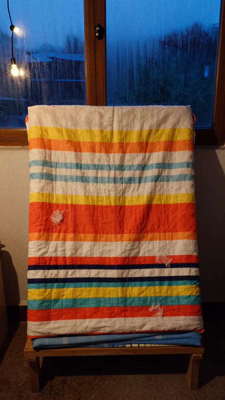 Picnic Blanket on Workshop Shelf Haikou Twilight in on a workshop shelf in Haikou