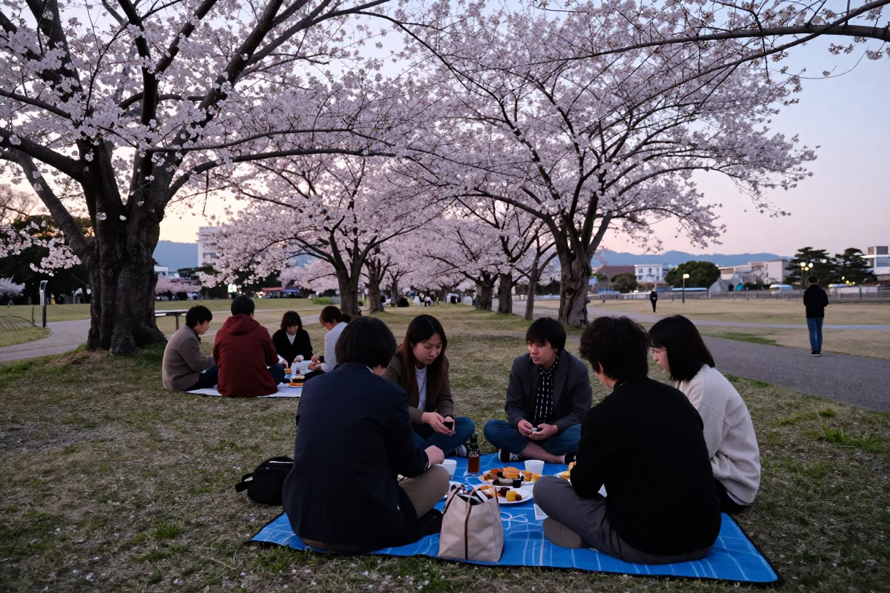 Picnic Park in Fukuoka at First Light Of Dawn in in Fukuoka, Japan