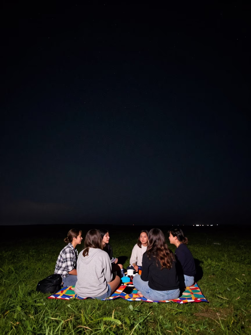 Picnic Scene in San Diego at The Deepest Night Sky Light in in San Diego, California, United States