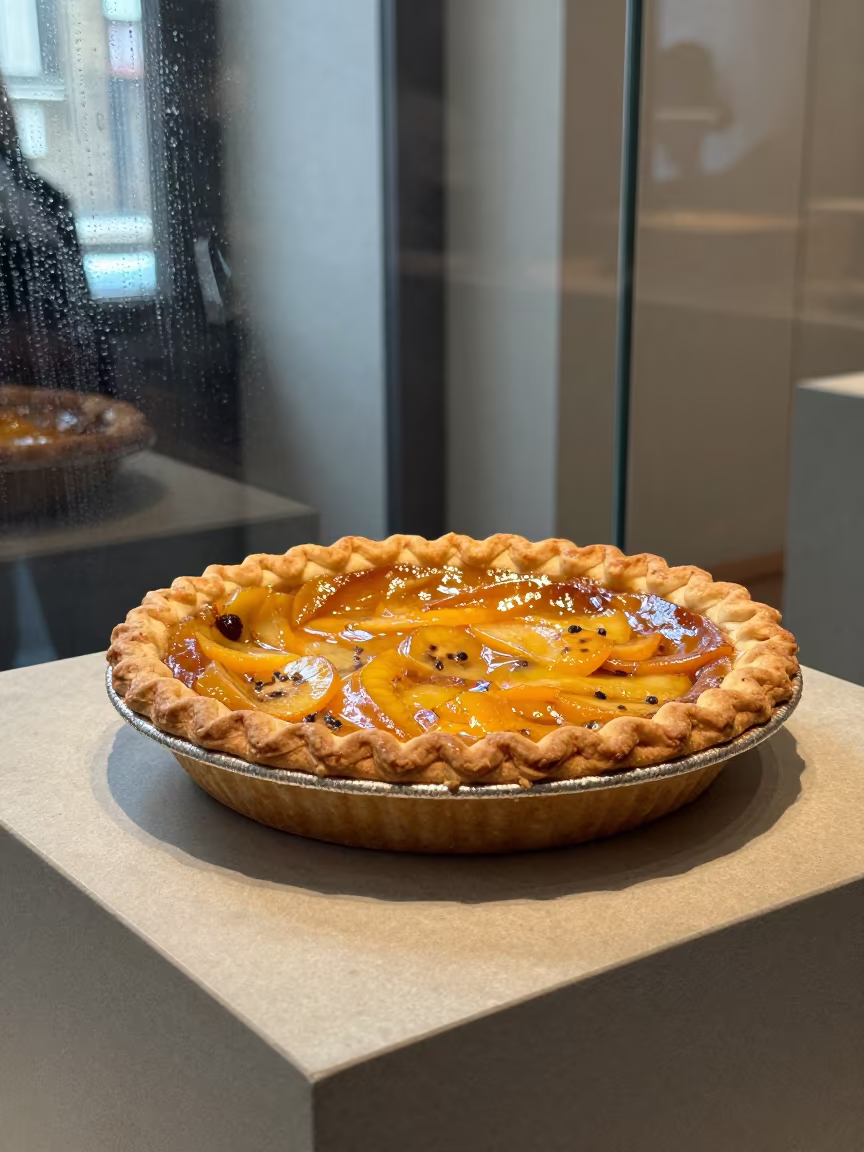 Pie Cooling on Museum Plinth in Antwerp Noon in on a museum plinth in Antwerp