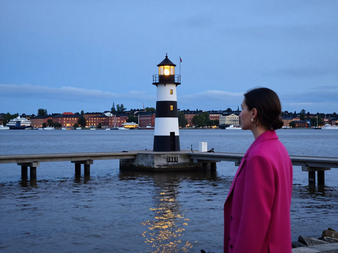 Pier Current in Stockholm at Nautical Dawn Light in in Stockholm, Sweden