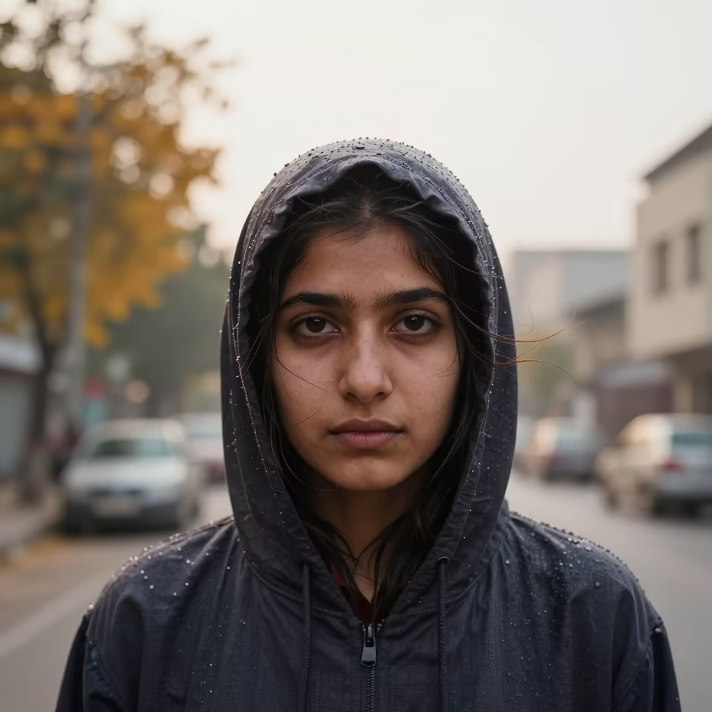 Piercing Eyes and Rain Dark Hood in Lahore in in Lahore