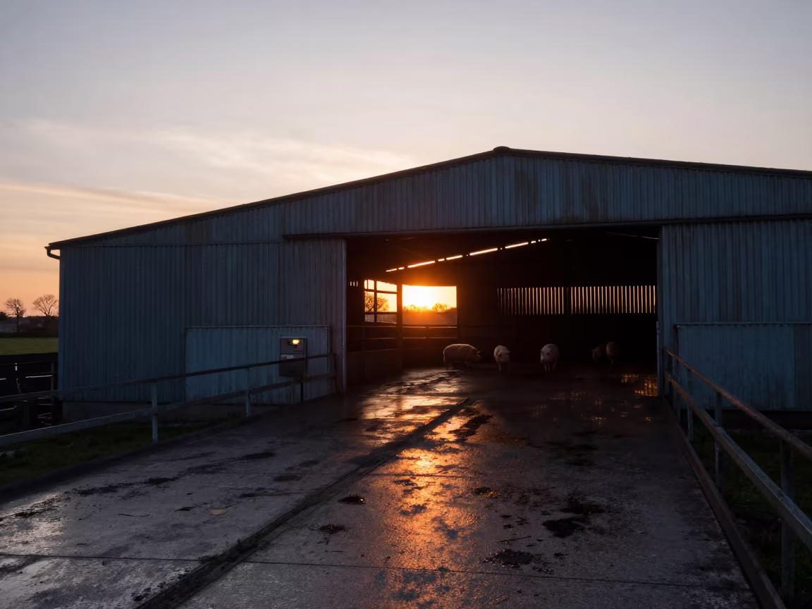 Pig Heat Lamp Controller on Irish Loading Ramp in at a stockyard loading ramp in Ireland