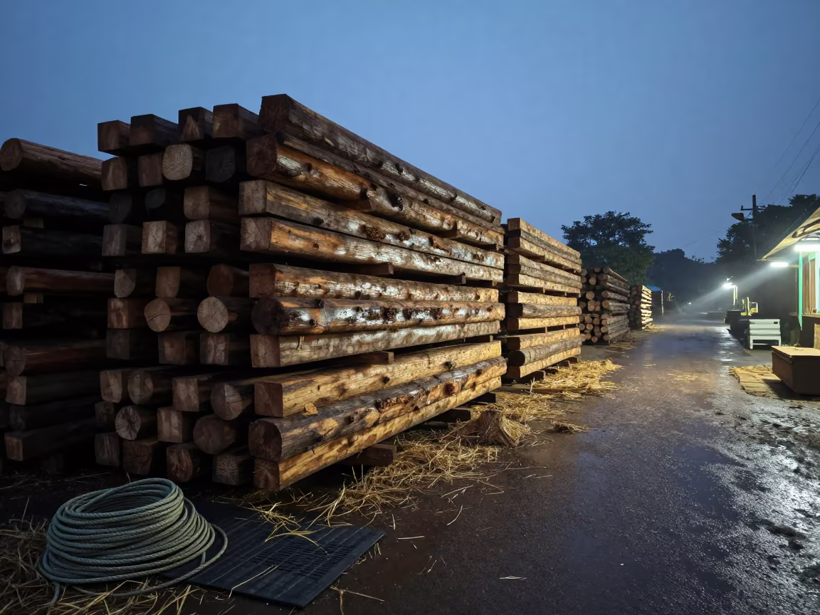 Pig Sorting Board Stack in Gujarat Feedlot in along a feedlot lane in Gujarat