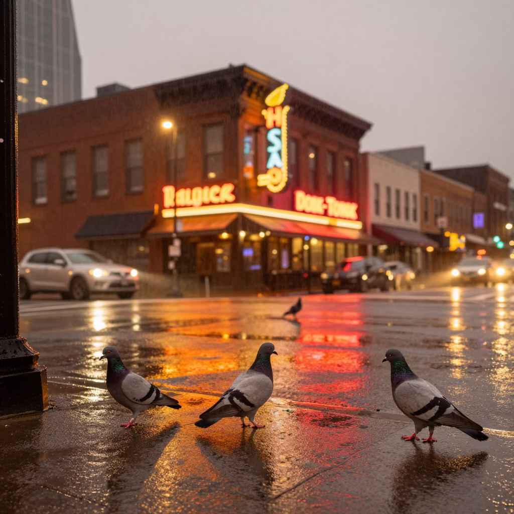 Pigeon in Nashville at Dusk Light in in Nashville, Tennessee, United States