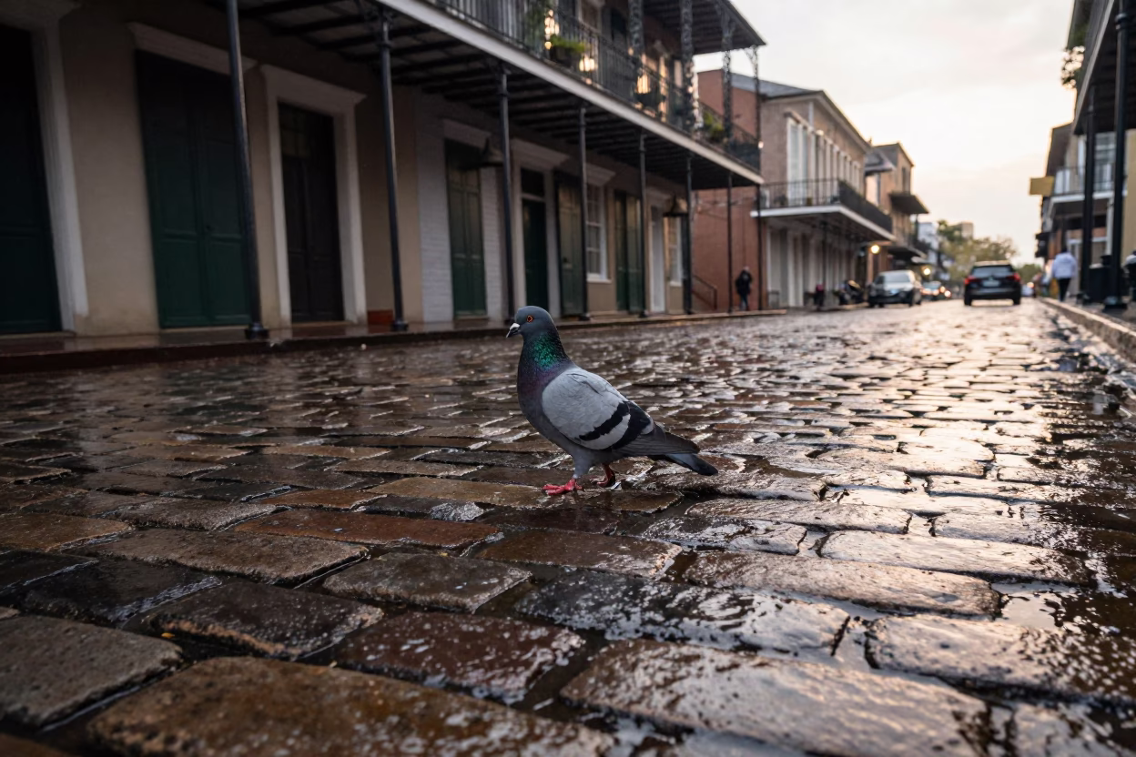 Pigeon in New Orleans in in New Orleans, Louisiana, United States