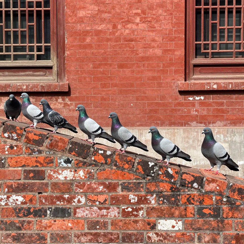 Pigeons at Afternoon Light in Beijing in in Beijing, China