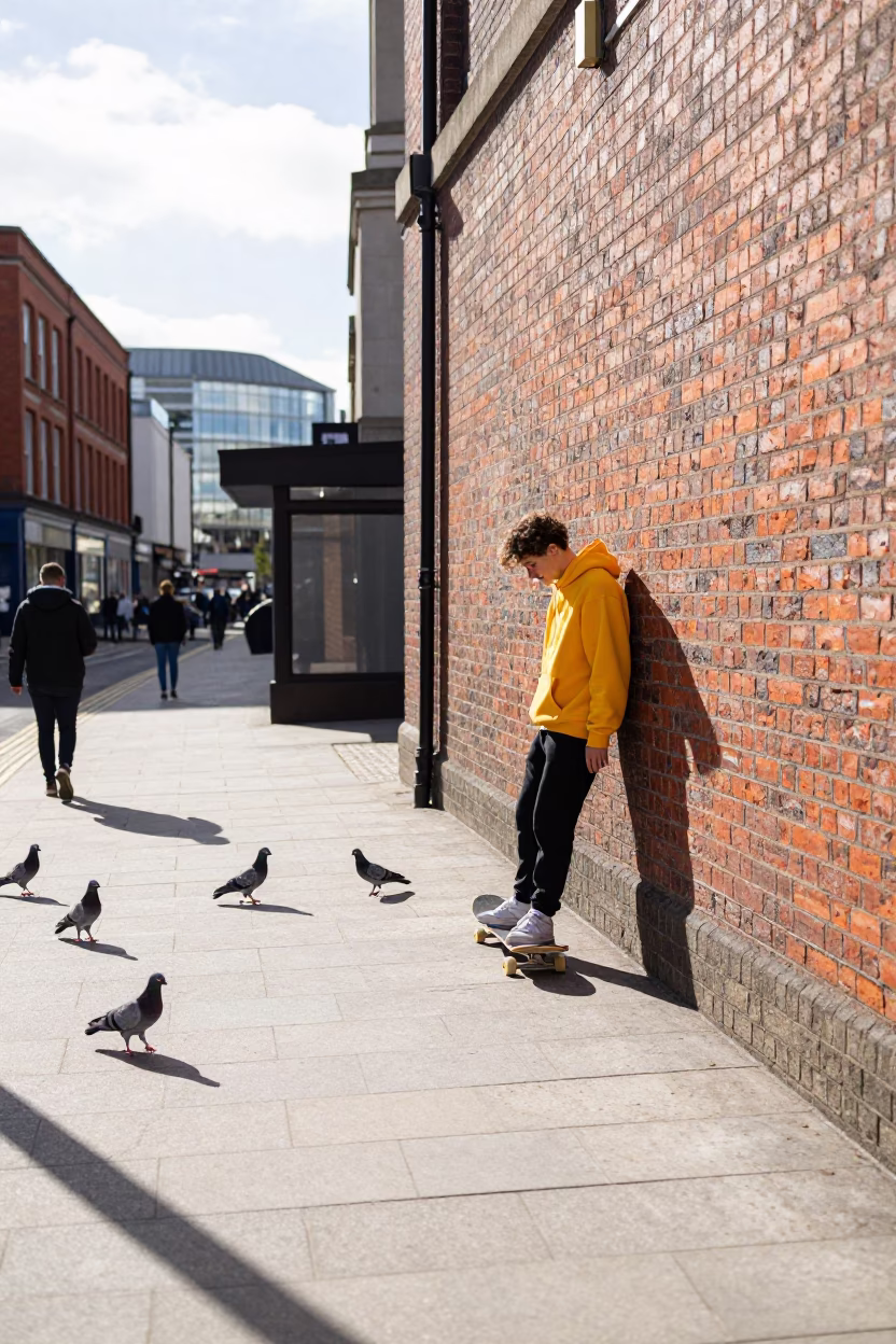 Pigeons at Late Morning Light in Liverpool in in Liverpool, United Kingdom