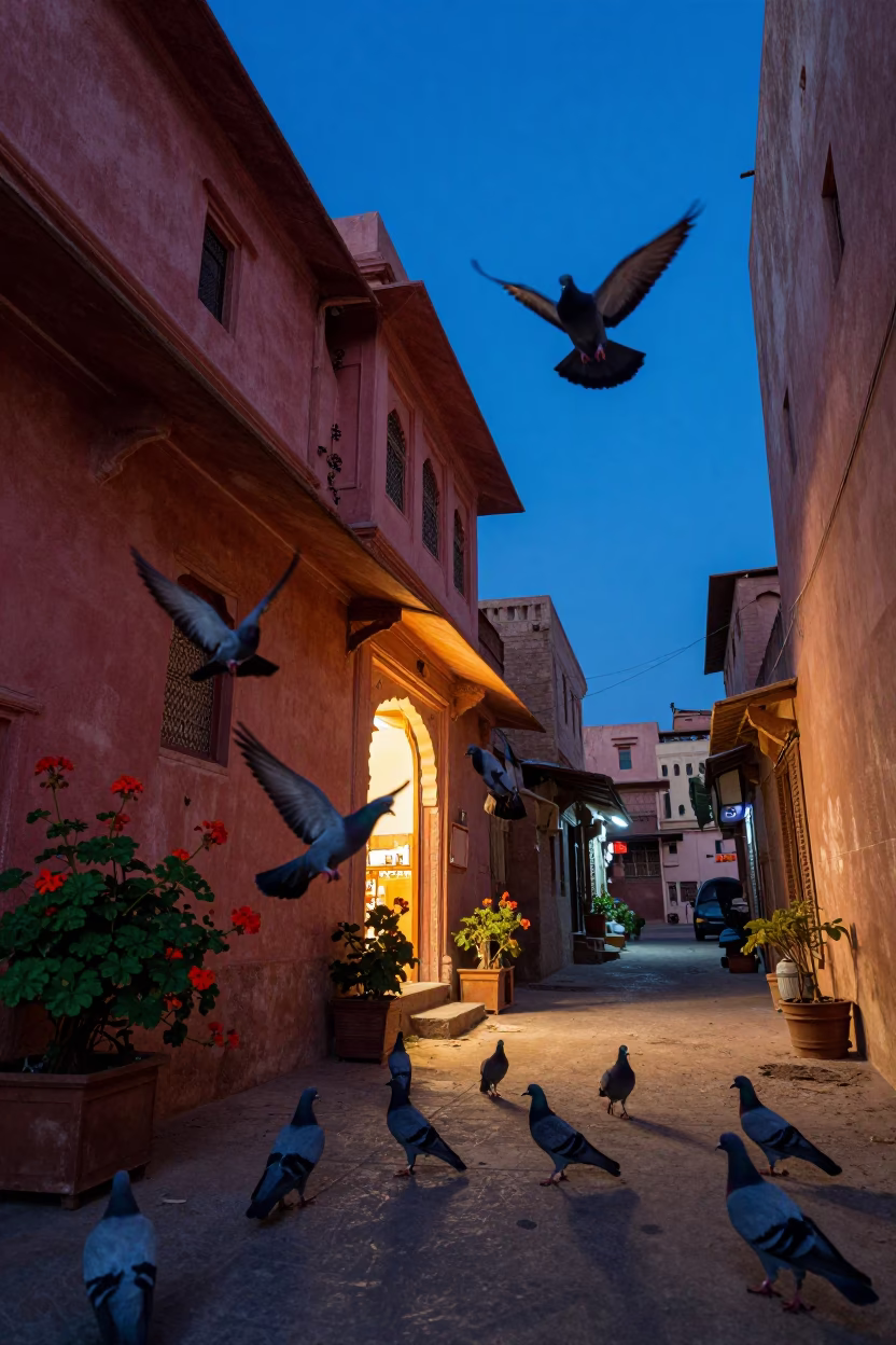 Pigeons Diving in Jaipur in in Jaipur, India