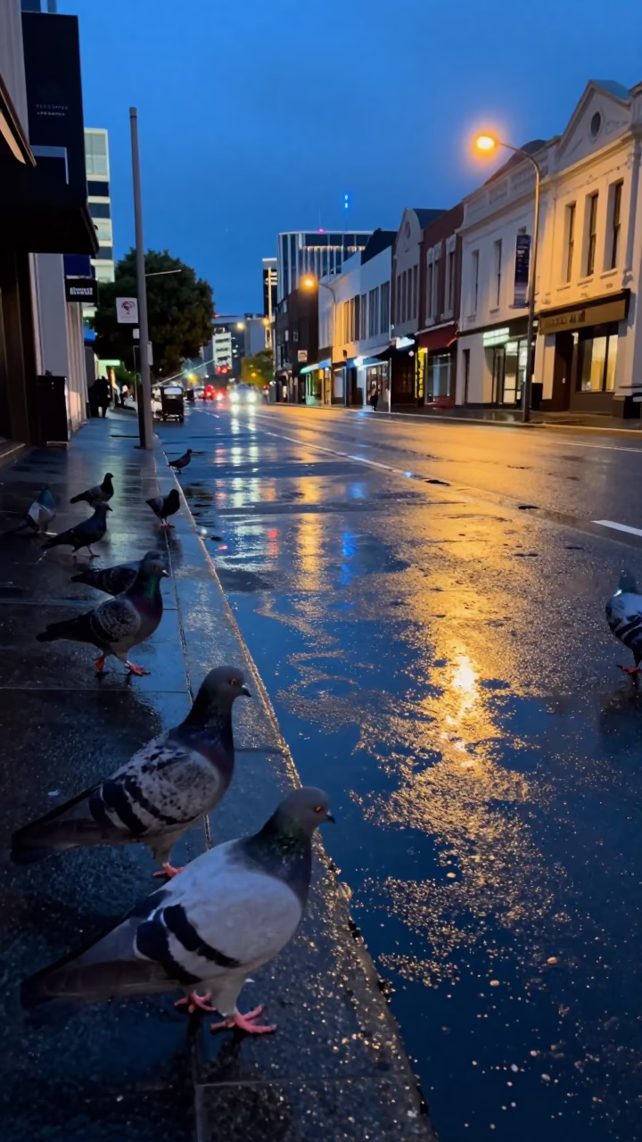 Pigeons Foraging in Christchurch in in Christchurch, New Zealand