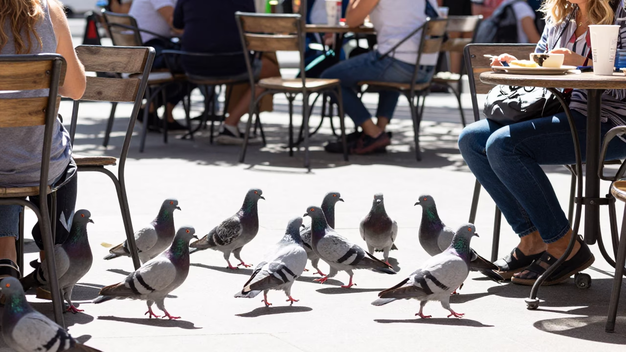 Pigeons Foraging in Sydney in in Sydney, New South Wales, Australia