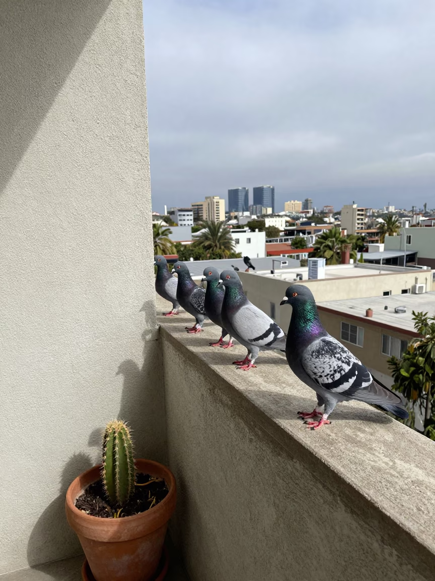 Pigeons in Los Angeles in in Los Angeles, United States