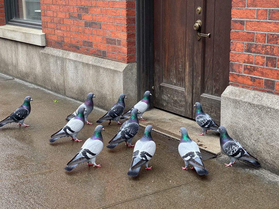 Pigeons in Portland at Midday Light in in Portland, Oregon, United States