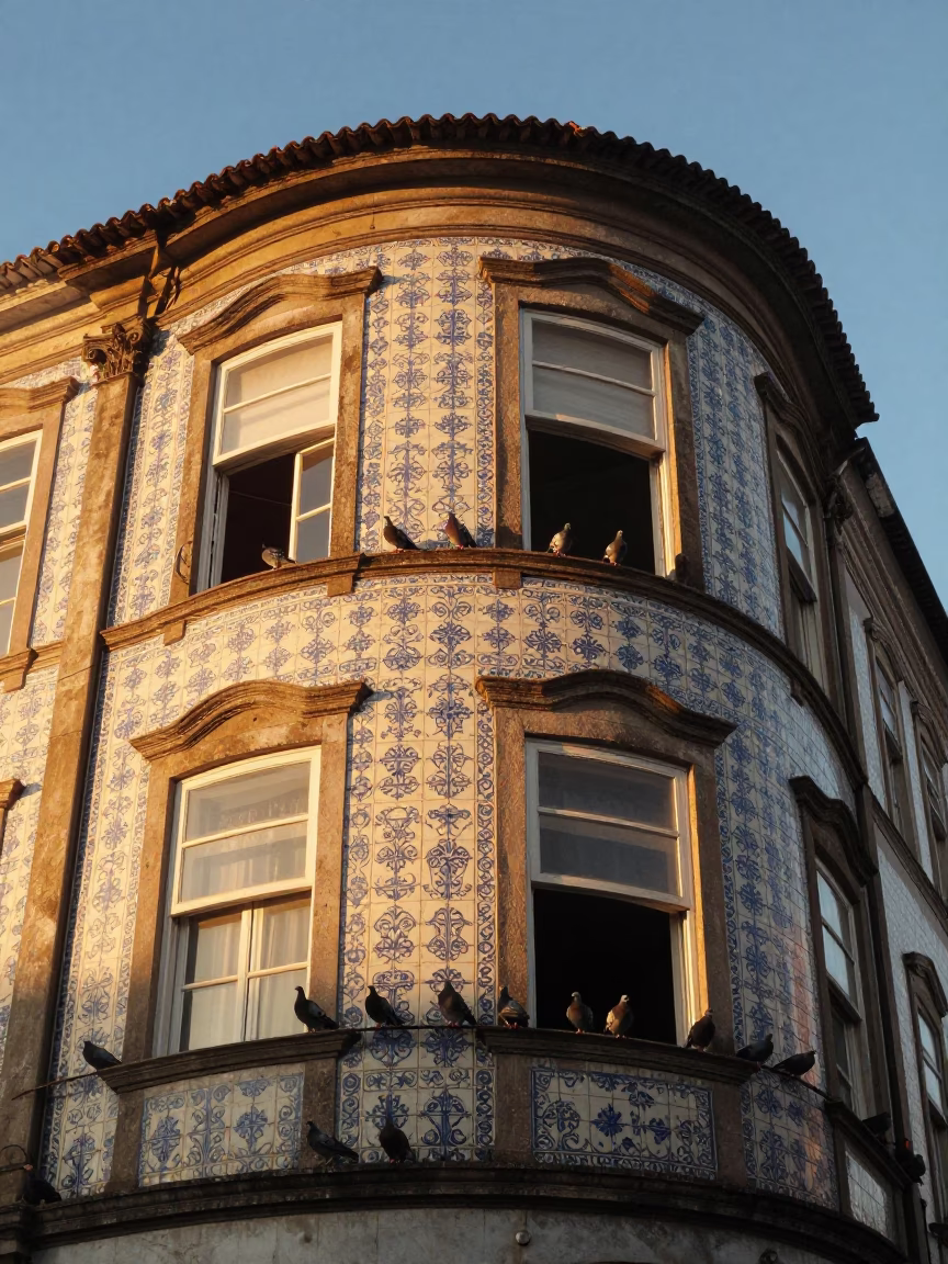 Pigeons in Salvador at Golden Hour in in Salvador, Brazil