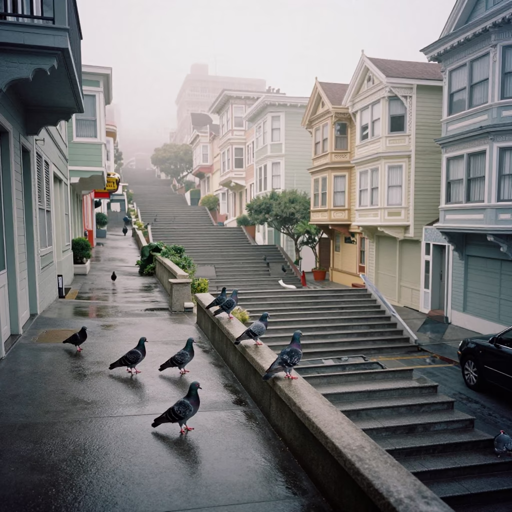 Pigeons in San Francisco in in San Francisco, California, United States