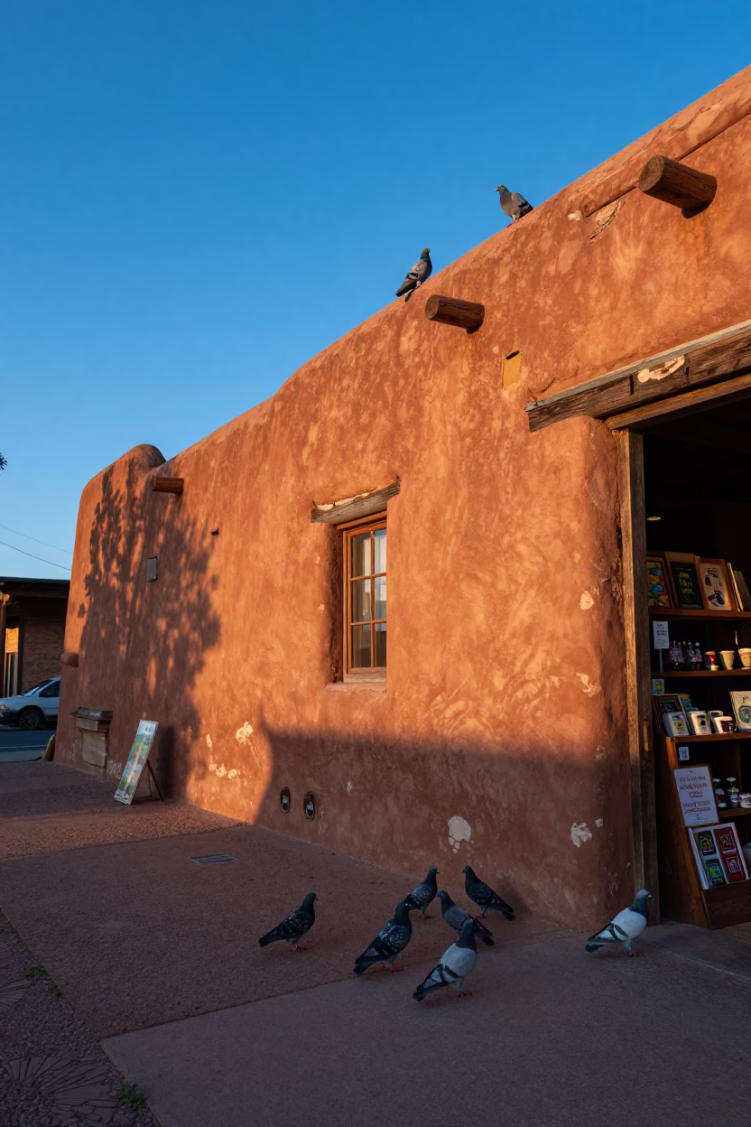 Pigeons in Santa Fe in in Santa Fe, New Mexico, United States