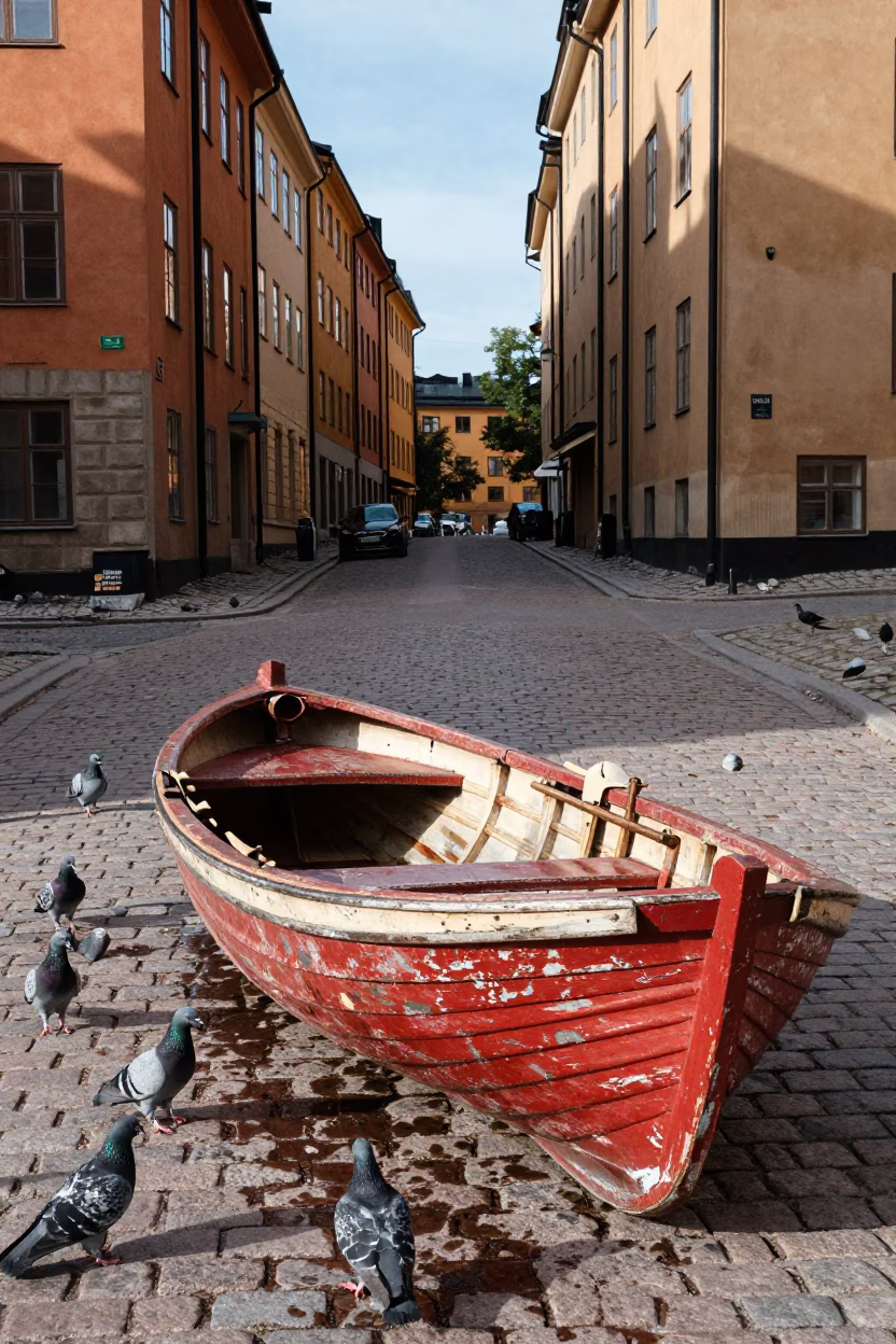 Pigeons in Stockholm at Afternoon Light in in Stockholm, Sweden