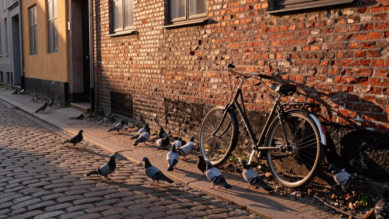 Pigeons Scattering in Copenhagen in in Copenhagen, Denmark