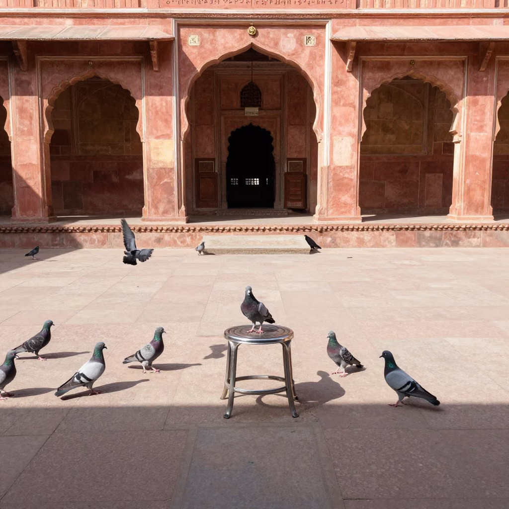 Pigeons Scattering in Jaipur in in Jaipur, India